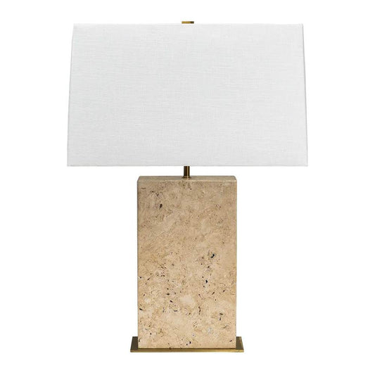 Delphine | Travertine Table Lamp - Natural & Brass - Mirra Interiors