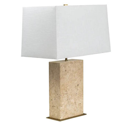Delphine | Travertine Table Lamp - Natural & Brass - Mirra Interiors
