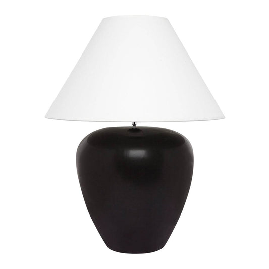 Peyton | Ceramic Table Lamp Black (White Shade) - Mirra Interiors