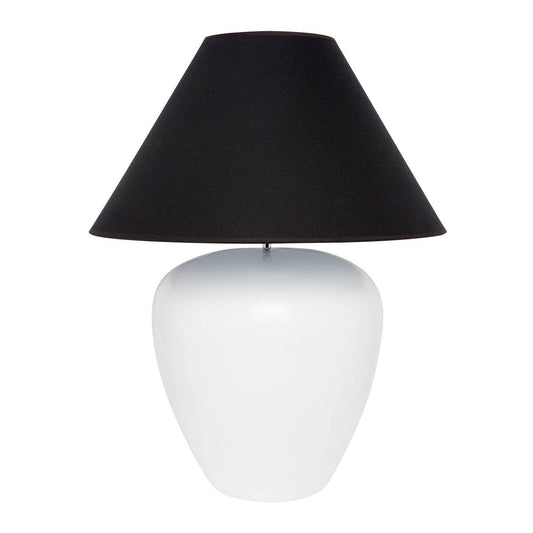 Peyton | Ceramic Table Lamp White (Black Shade) - Mirra Interiors