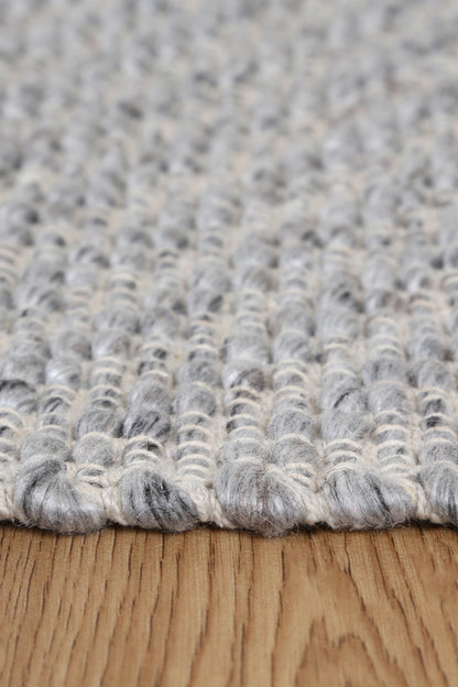 Basalt Grey Wool Blend Textured Rug - GREY