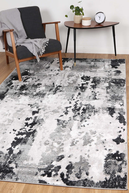 Bergen | Abstract Black and Grey Rug