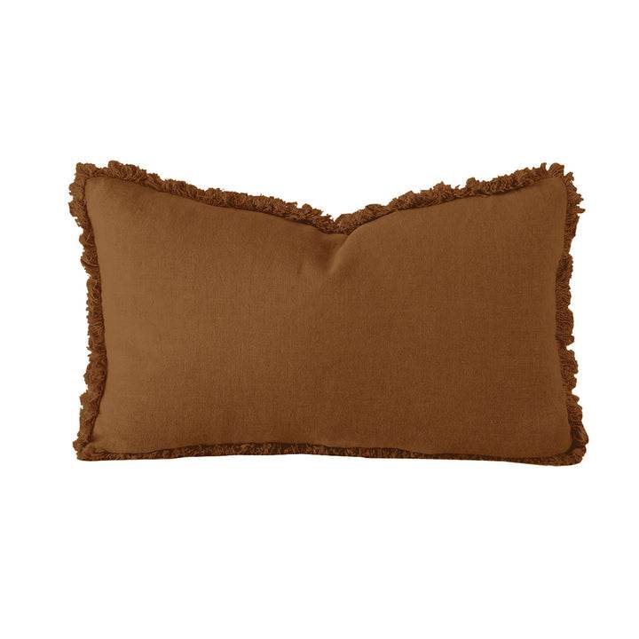 Eloise | Fringed Linen Lumbar Cushion Hazel - Mirra Interiors