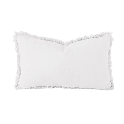 Eloise | Fringed Linen Lumbar Cushion Ivory White - Mirra Interiors