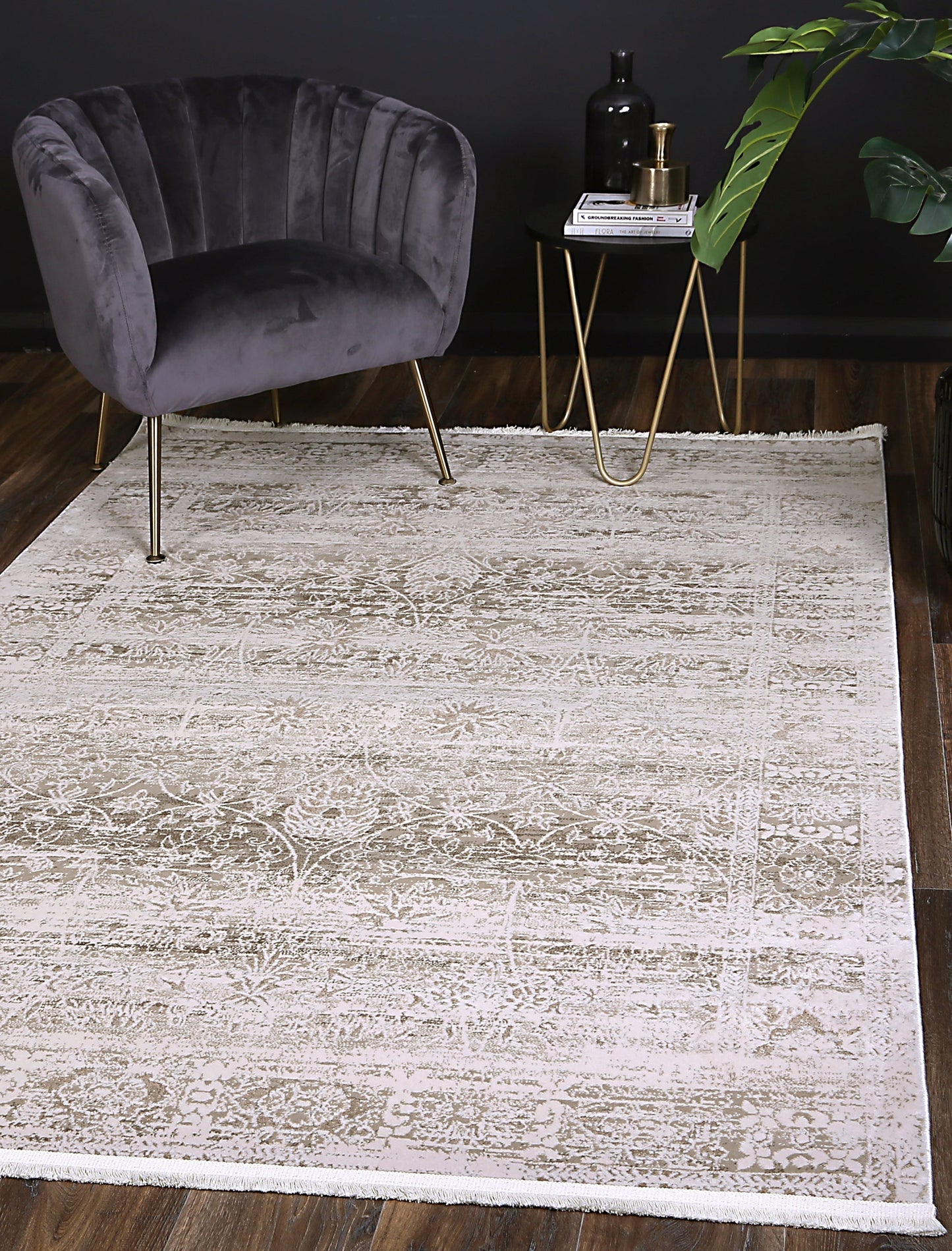 Bohemian Paradise Solid Beige Modern Rug - 02BEIG