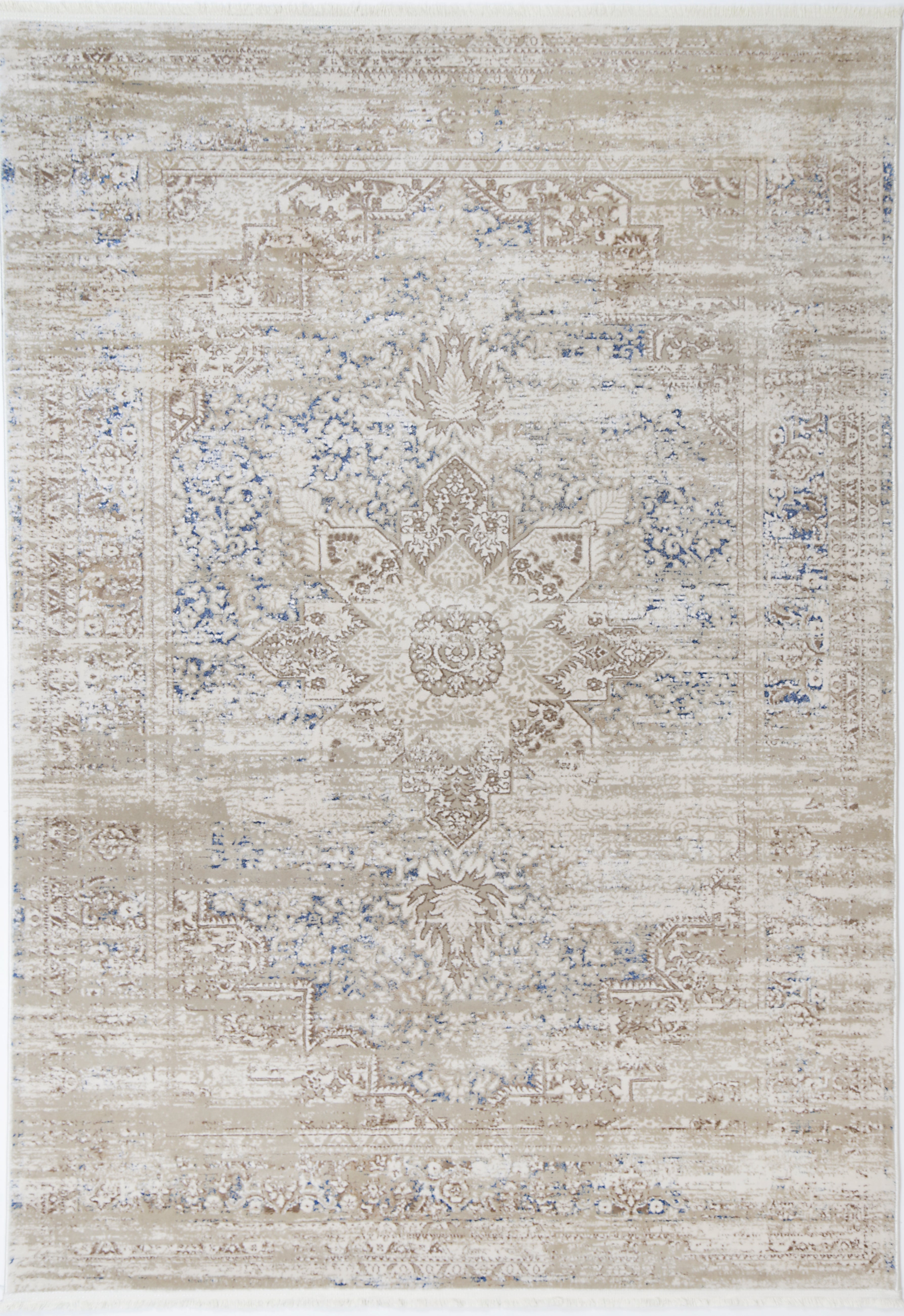 Bohemian | Paradise Medalion Rug - Beige & Blue – Mirra Interiors