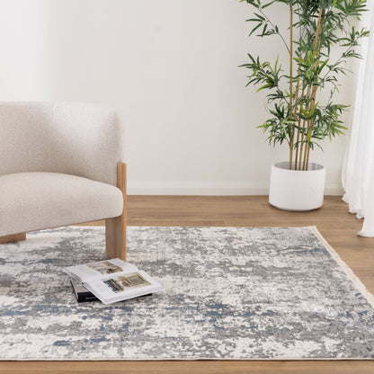 Bohemian Paradise One Modern Grey Blue Rug - 01GBLU