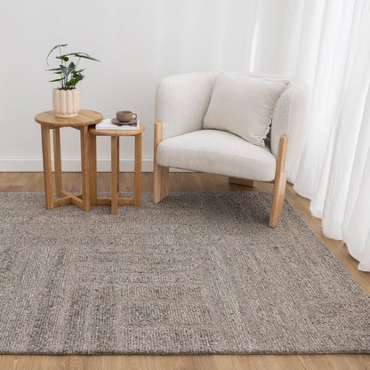 Seren Brown Grey Modern Wool Rug