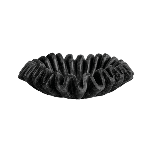 Lyra | Marble Fluted Ruffle Bowl Black - Mirra Interiors