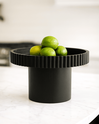 Bernadette | Fluted Timber Tray - Black (Large) - Mirra Interiors