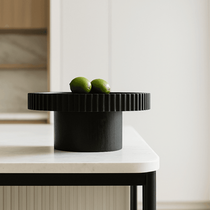 Bernadette | Fluted Timber Tray - Black (Small) - Mirra Interiors
