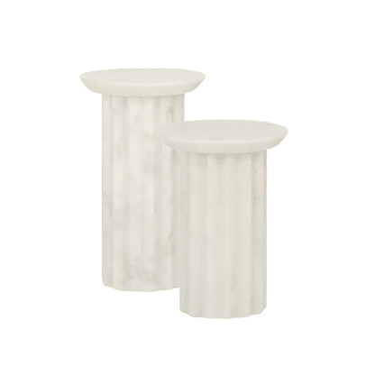 Encote Marble Candle Plinth White | Mirra Interiors