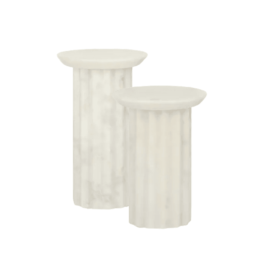 Encote Marble Candle Plinth White | Mirra Interiors