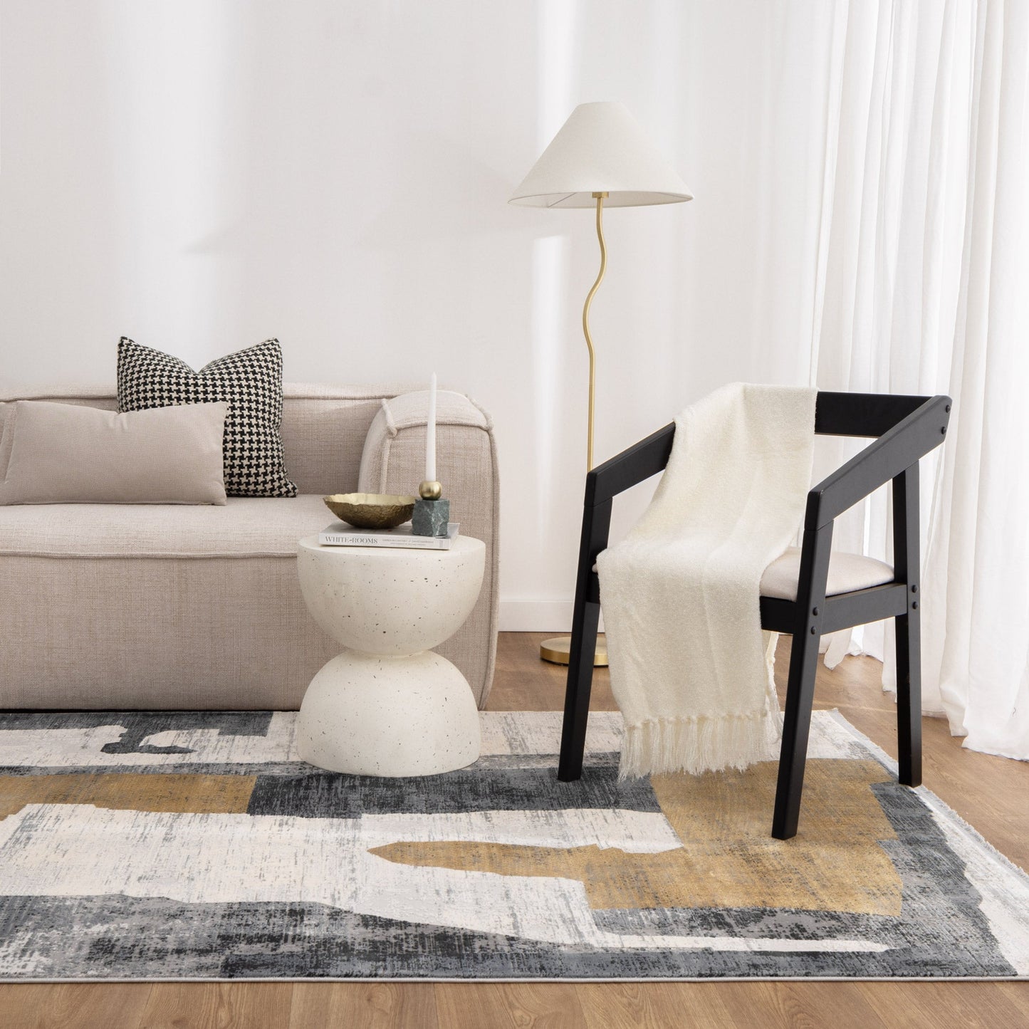 Chateau Shapes Grey Gold Rug - CH06