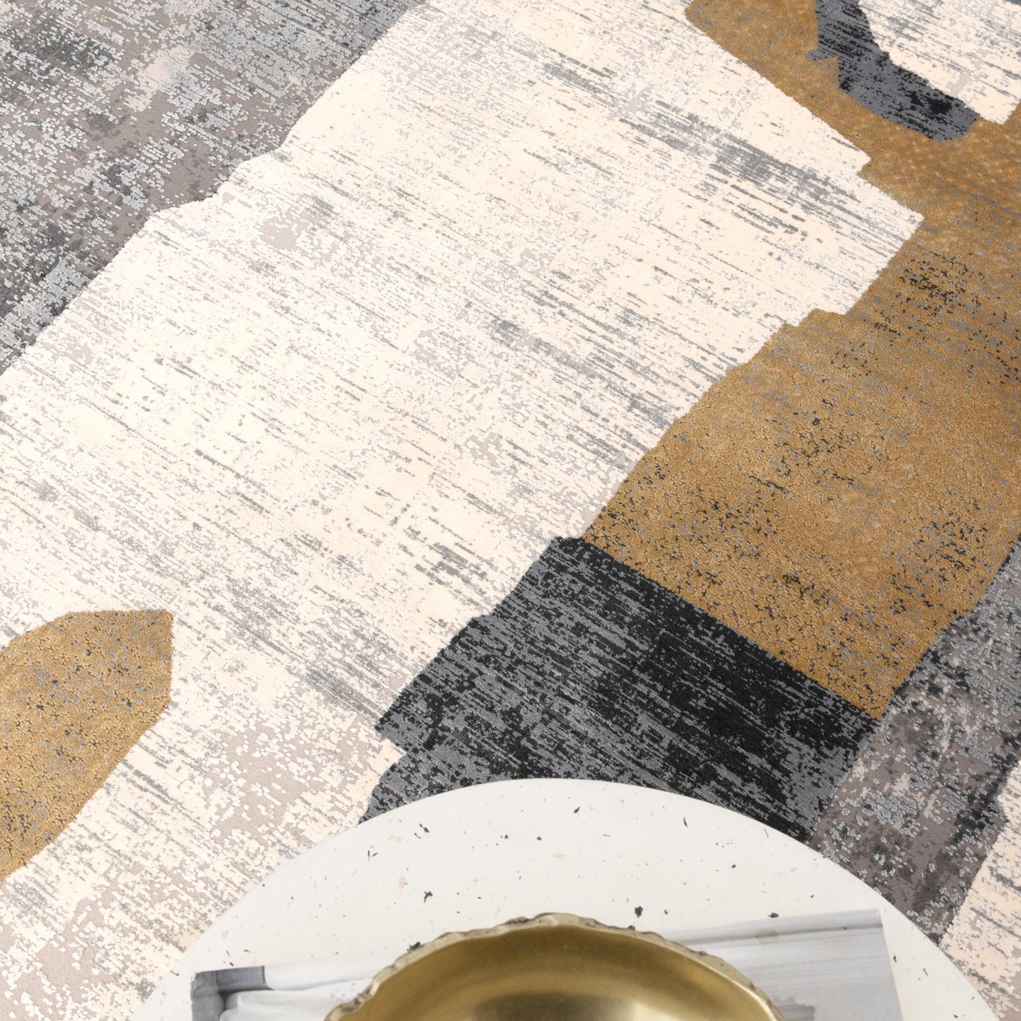 Chateau Shapes Grey Gold Rug - CH06
