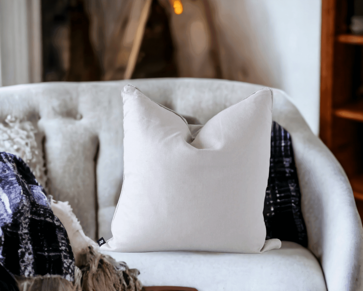 Calai | Self-Piped Linen Cushion Light Grey - Mirra Interiors
