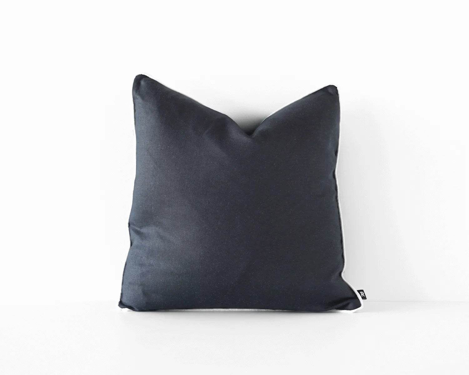 Calai | Contrast-Piped Linen Cushion Black - Mirra Interiors