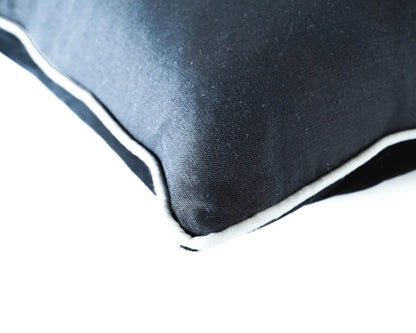 Calai | Contrast-Piped Linen Cushion Black - Mirra Interiors