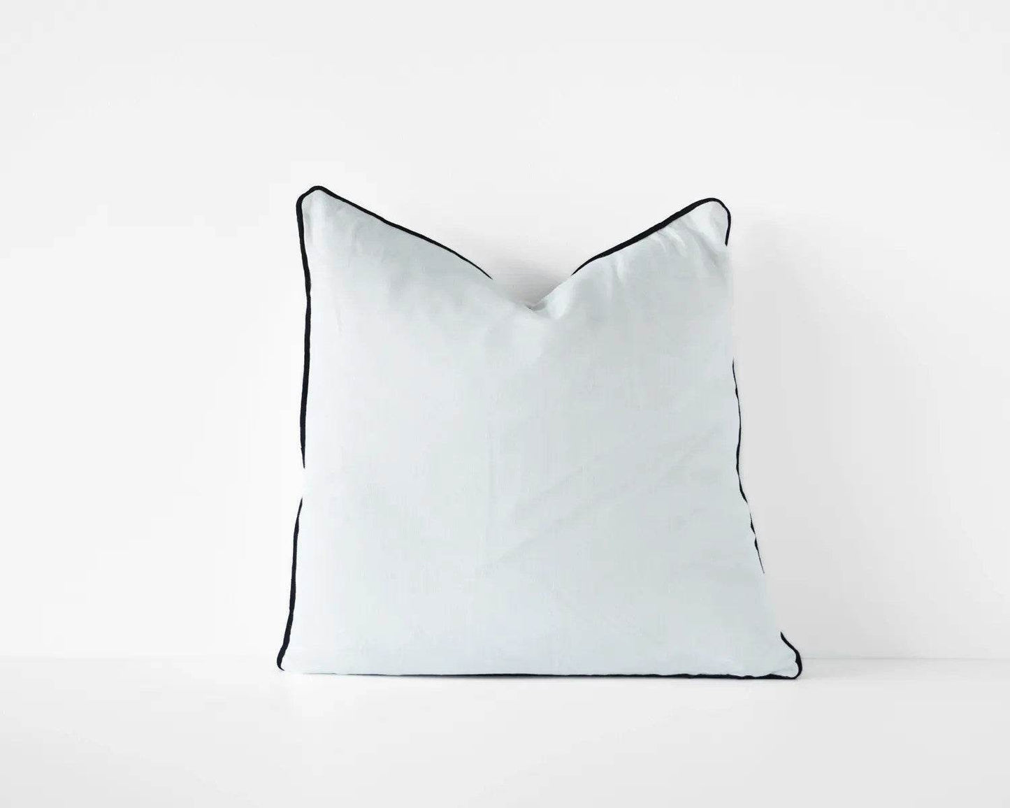 Calai | Contrast-Piped Linen Cushion White - Mirra Interiors