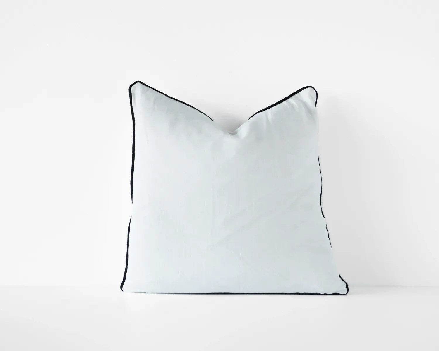 Calai | Contrast-Piped Linen Cushion White - Mirra Interiors