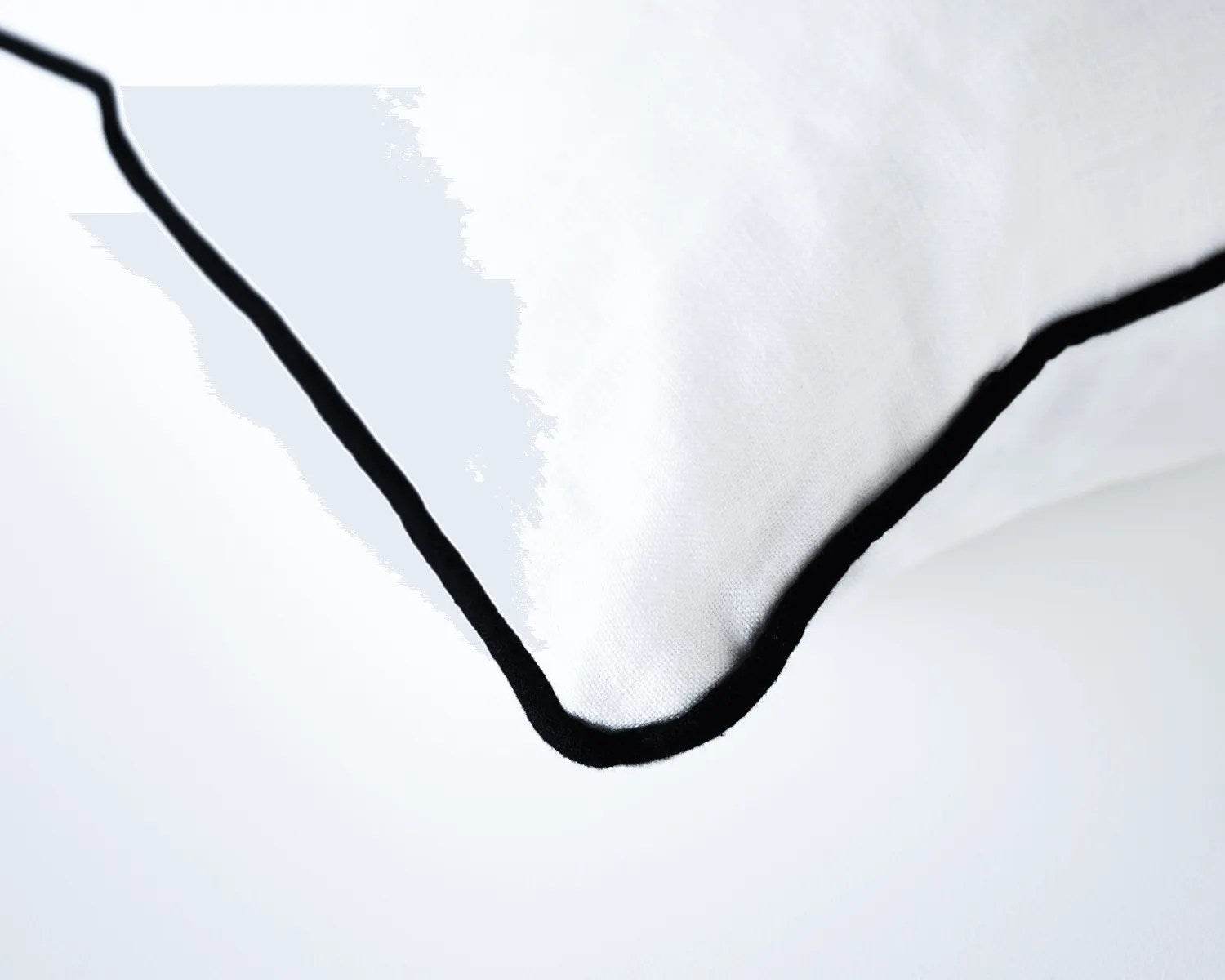 Calai | Contrast-Piped Linen Cushion White - Mirra Interiors