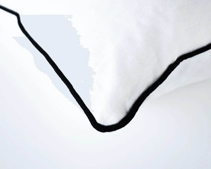 Calai | Contrast-Piped Linen Cushion White - Mirra Interiors