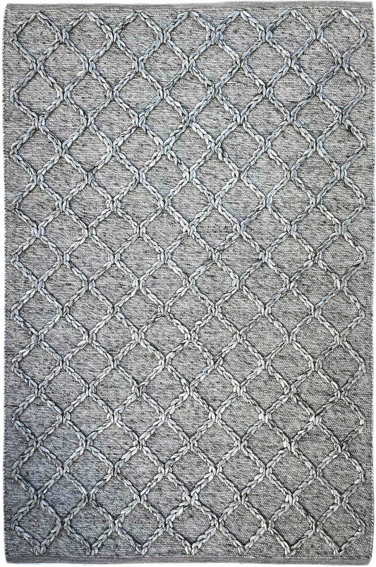 Hermes | Diamond Trellis Wool Rug Dark Grey - Mirra Interiors