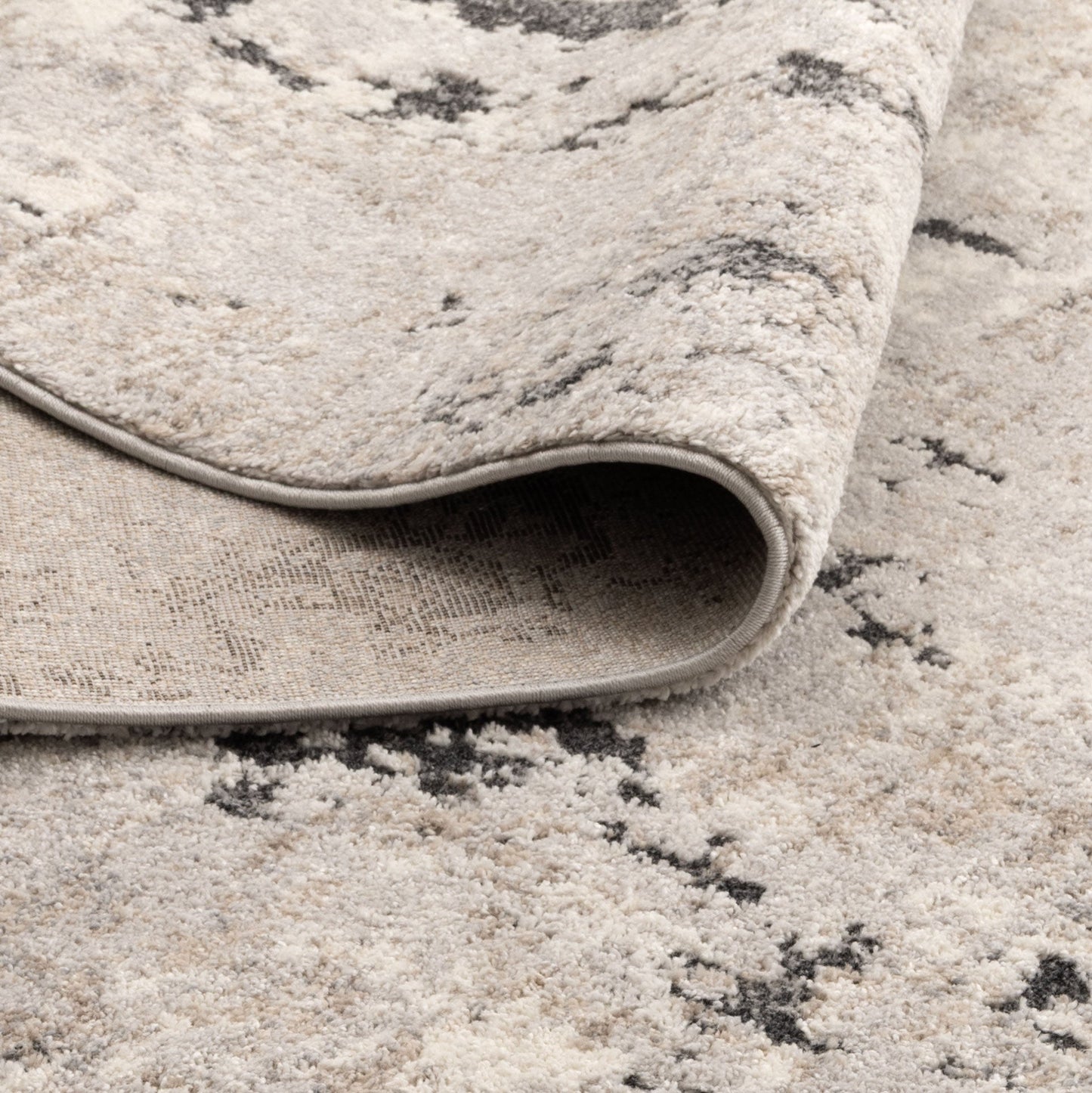 Mahli | Abstract Textured Rug - Grey Beige