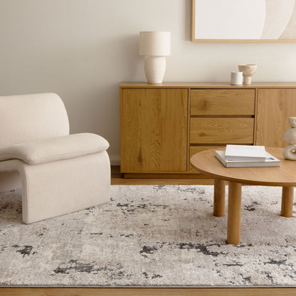 Mahli | Abstract Textured Rug - Grey Beige