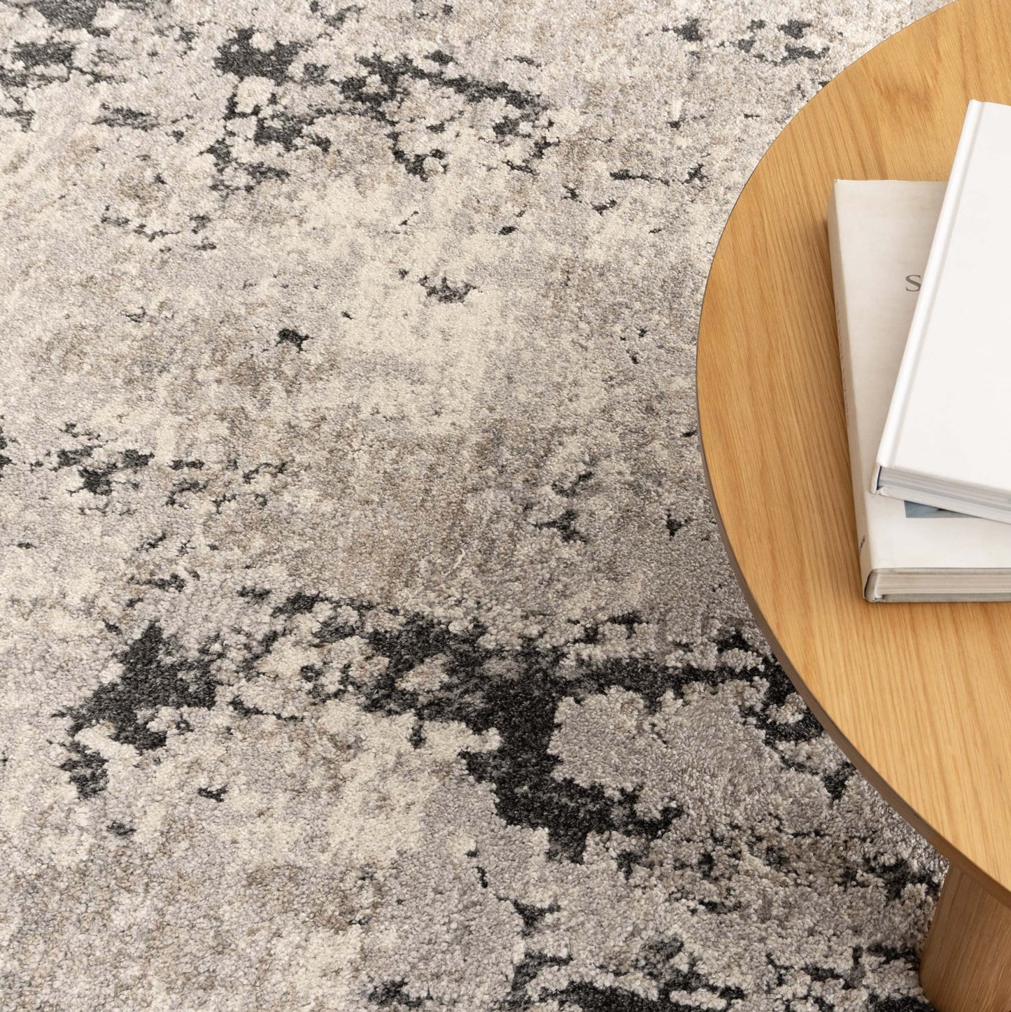 Mahli | Abstract Textured Rug - Grey Beige