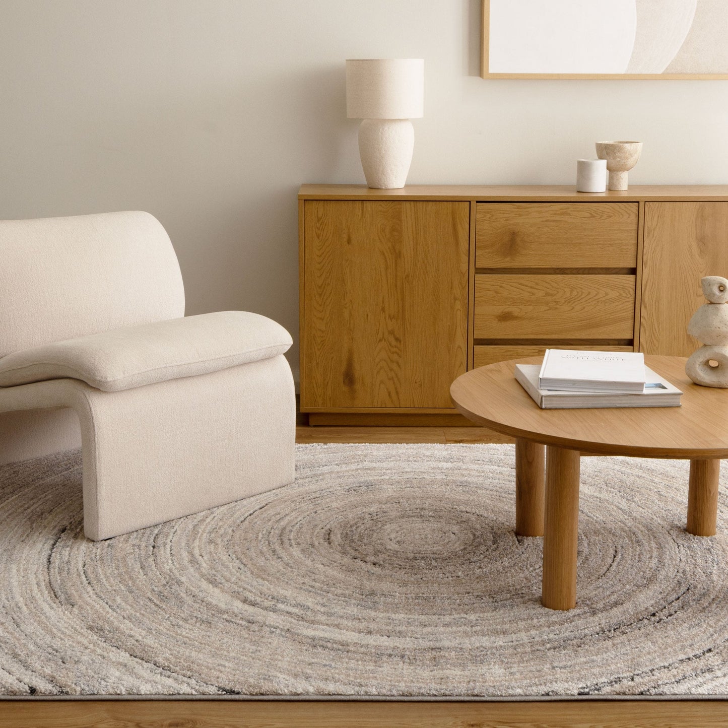 Mahli | Modern Ripple Rug - Grey Beige