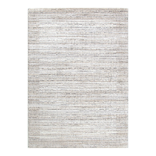 Mahli | Textured Look Border Rug - Grey Beige