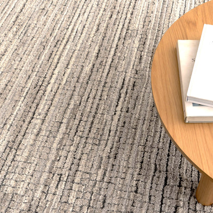 Mahli | Textured Look Border Rug - Grey Beige