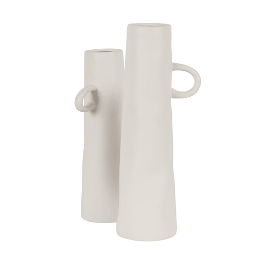 Pasha | Organic Porcelain Vase With Handle Ivory White - Mirra Interiors