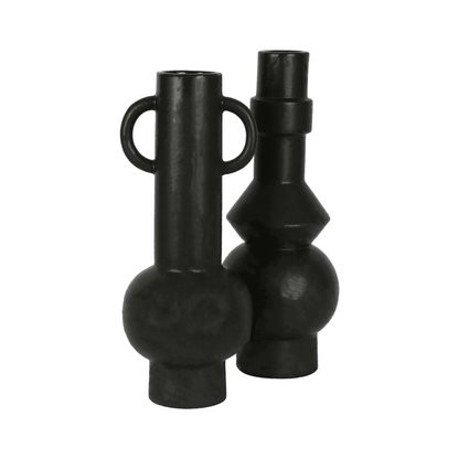 Jarman | Ceramic Handle Vase Black - Mirra Interiors