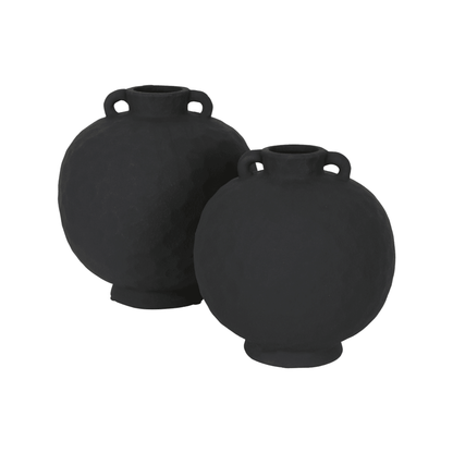 Jett | Round Terracotta Vase Black - Mirra Interiors
