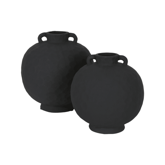 Jett | Round Terracotta Vase Black - Mirra Interiors