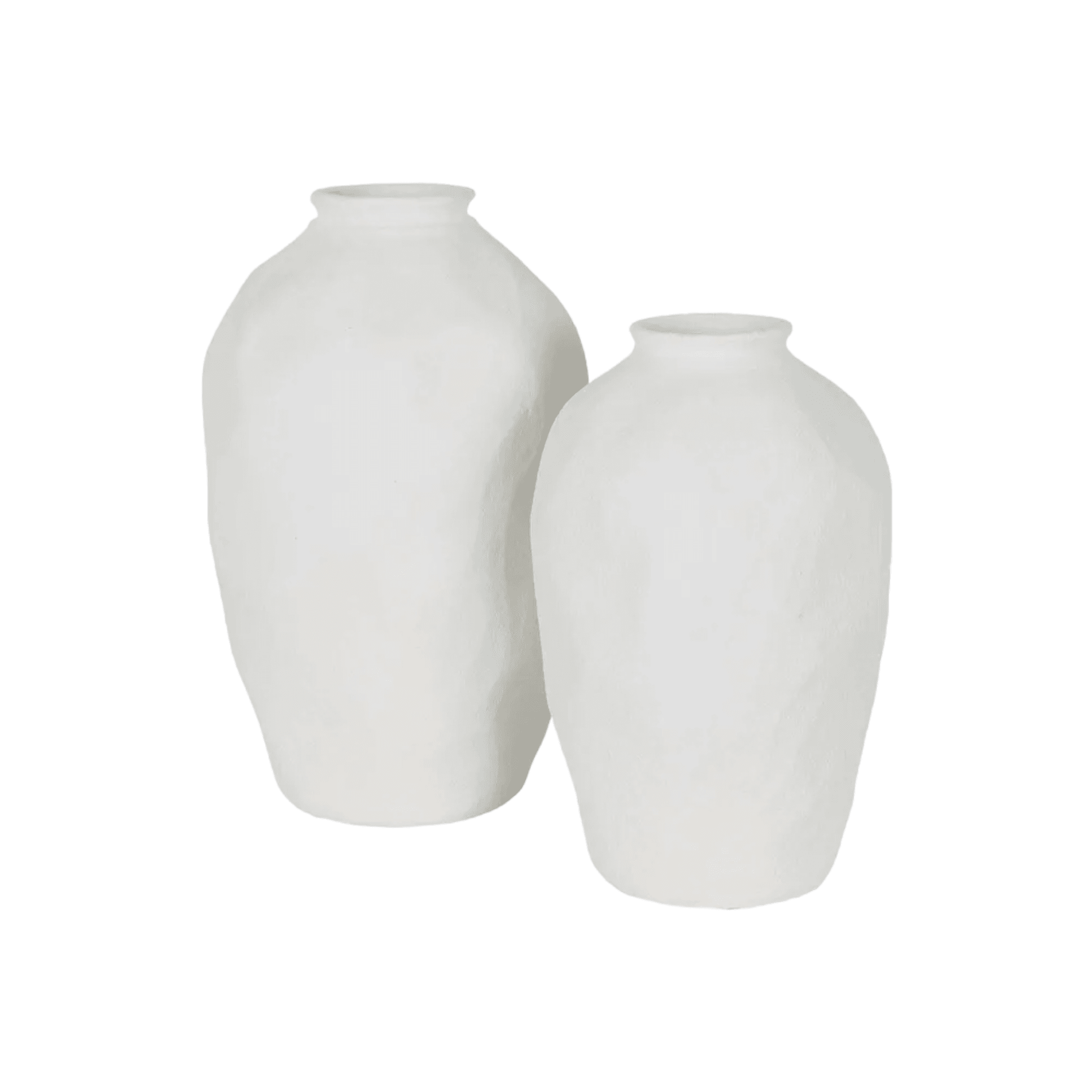 Cybene | Pair of Organic Terracotta Vase White - Mirra Interiors