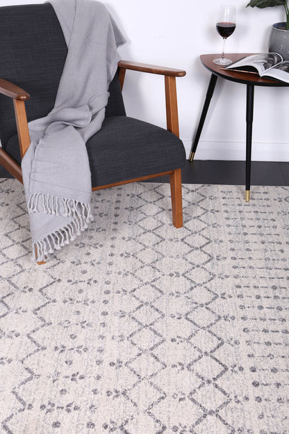 Delicate | Geometric Rug - Ivory & Grey