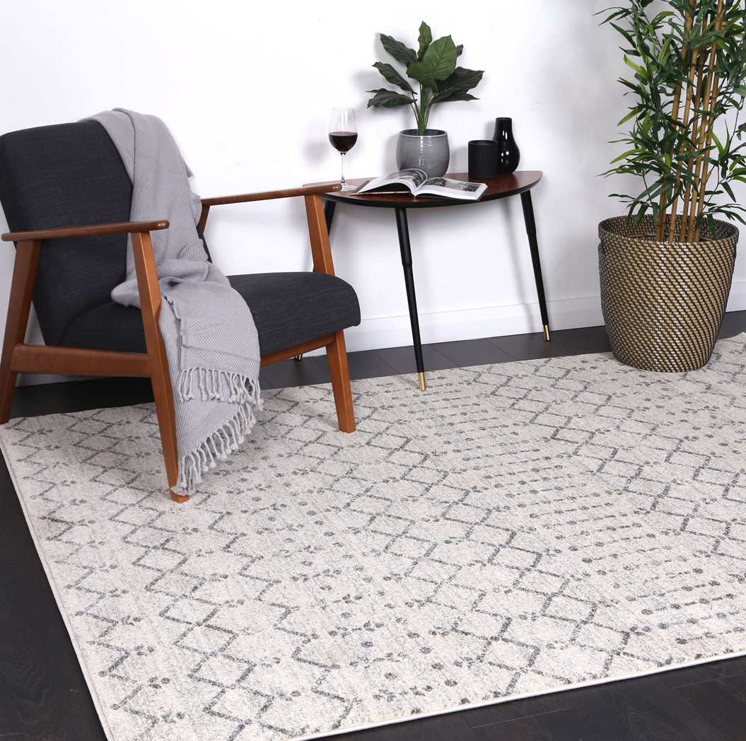 Delicate | Geometric Rug - Ivory & Grey