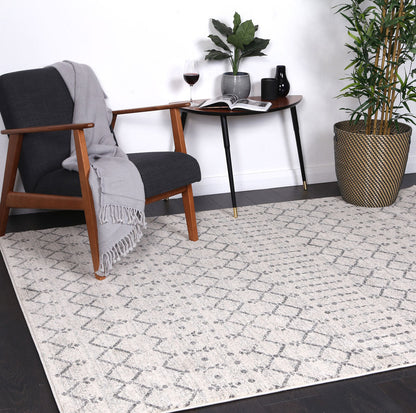 Delicate | Geometric Rug - Ivory & Grey