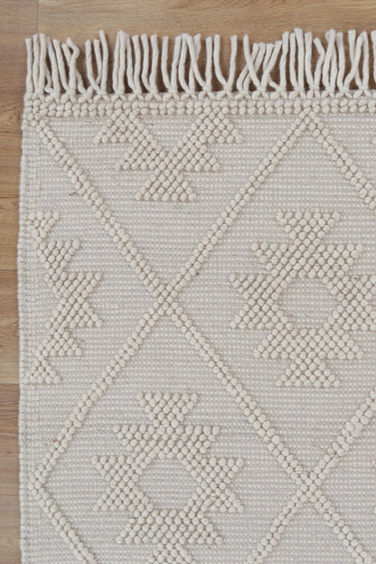 Diego Tribal Beige Wool Rug - DIEG02