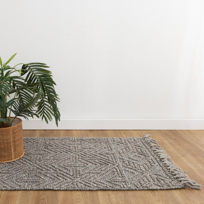 Diego Tribal Grey Multi Wool Rug - DIEG02