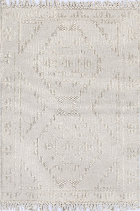 Diego Ornamental Beige Wool Rug - DIEG03