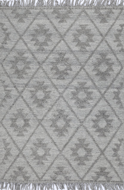 Diego Geometric Grey Multi Wool Rug - DIEG04