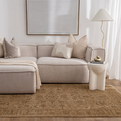 Heritage Distressed Border Mustard Rug - H105