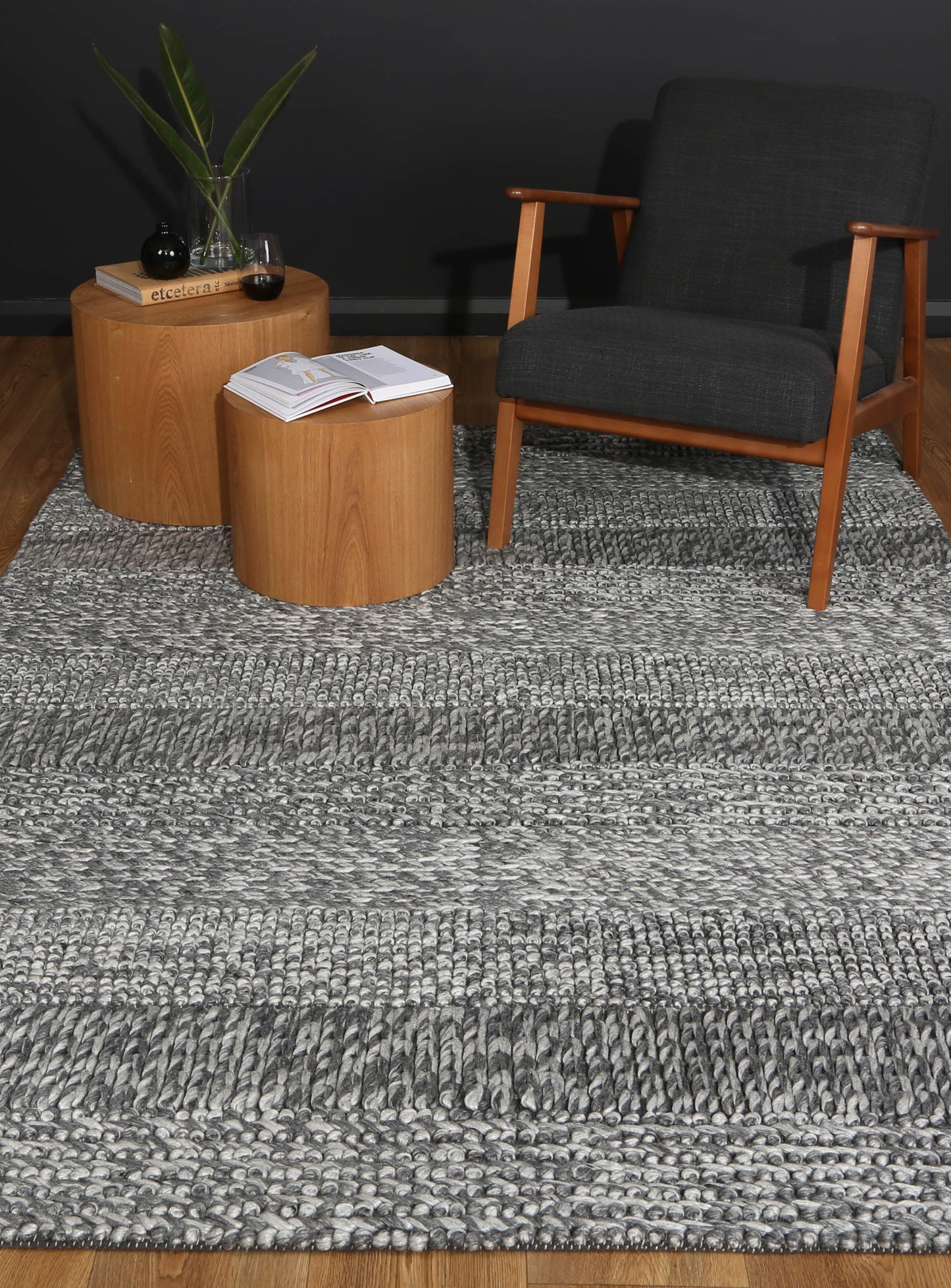 Harlow Grace | Wool Blend Rug - Charcoal