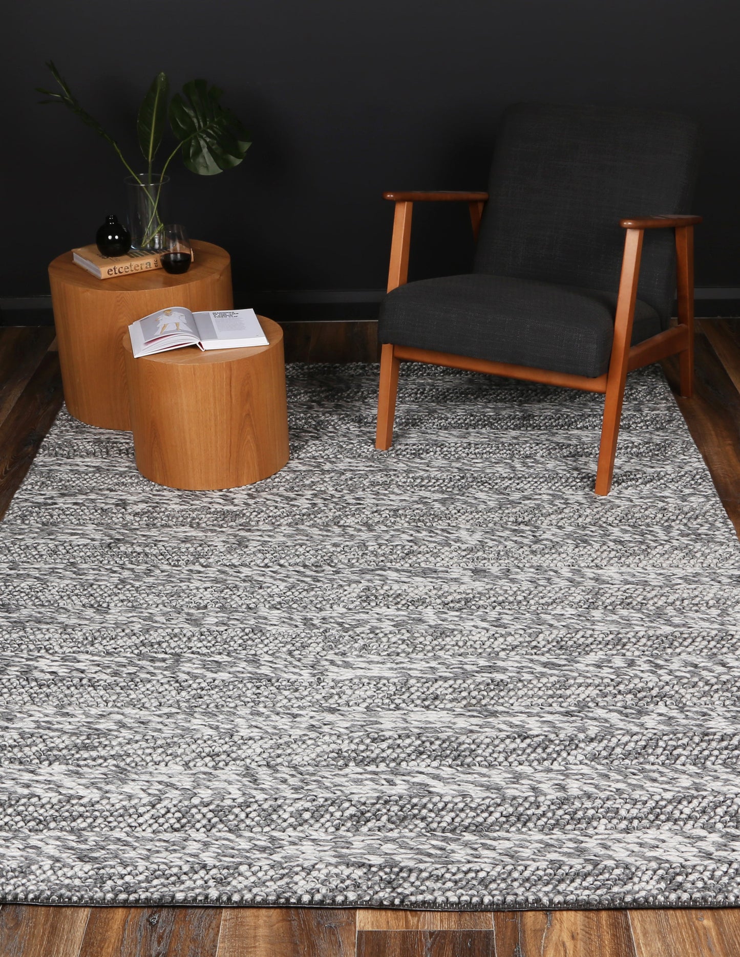 Harlow Ringlets | Wool Blend Rug - Charcoal
