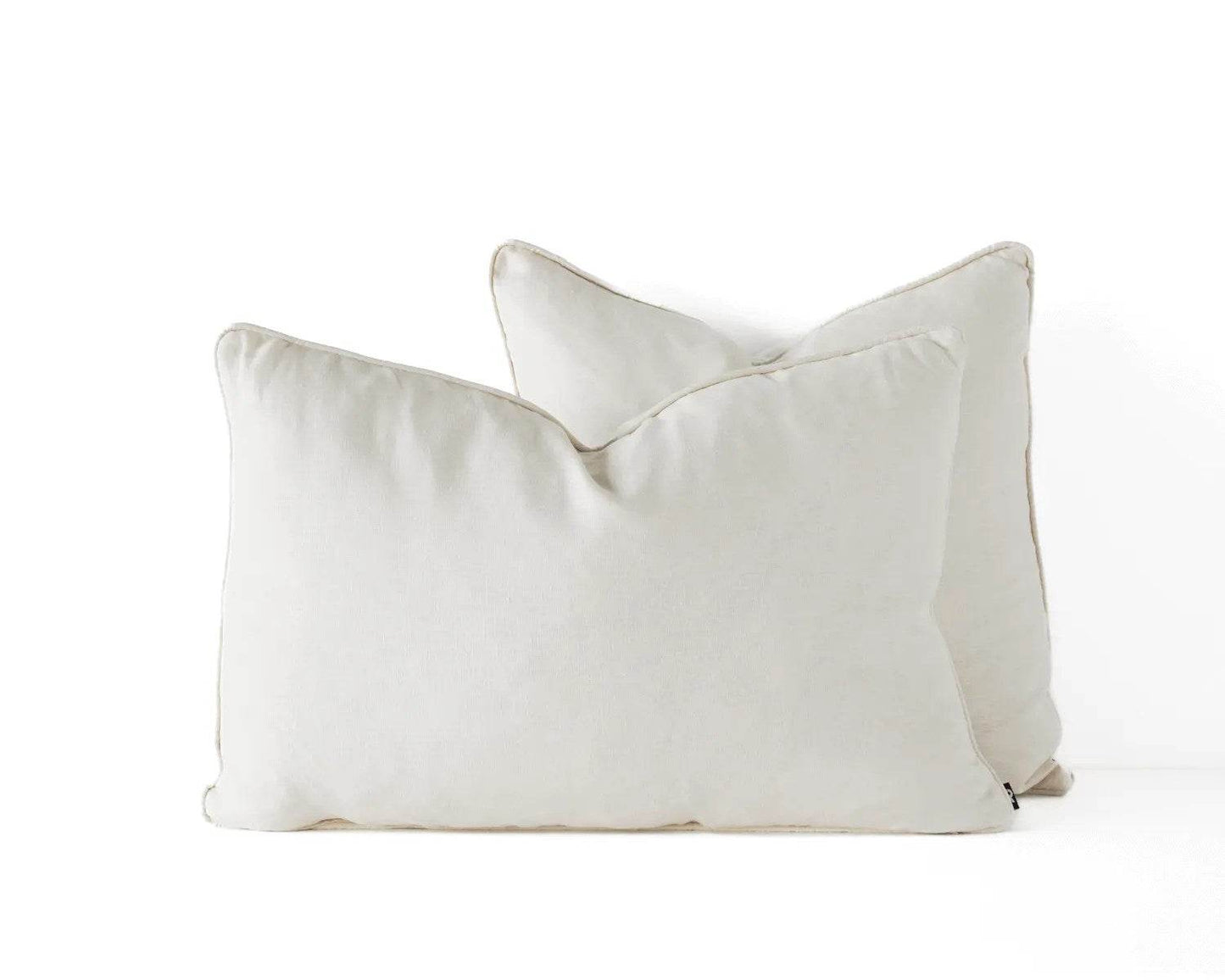 Calai | Self-Piped Linen Lumbar Cushion Cream - Mirra Interiors