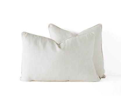 Calai | Self-Piped Linen Lumbar Cushion Cream - Mirra Interiors